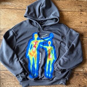 SHEIN Dark Gray Hoodie with Colorful Heatmap Design